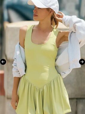Anthropologie Daily Practice Bubble Hem Tennis Dress in Lime